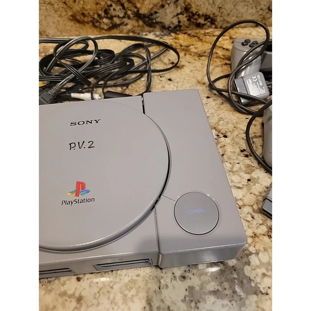 Sony PlayStation 1 PS1 Game Console Bundle Tested & Working with/ 2 Controllers